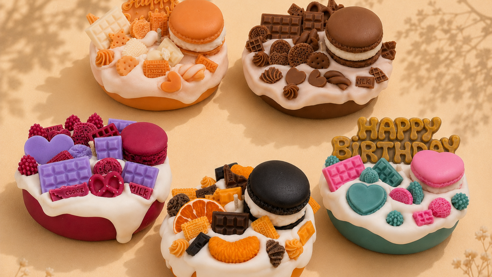 SOYAME Frosted Candle Collection featuring colourful handcrafted cake-inspired scented soy candles