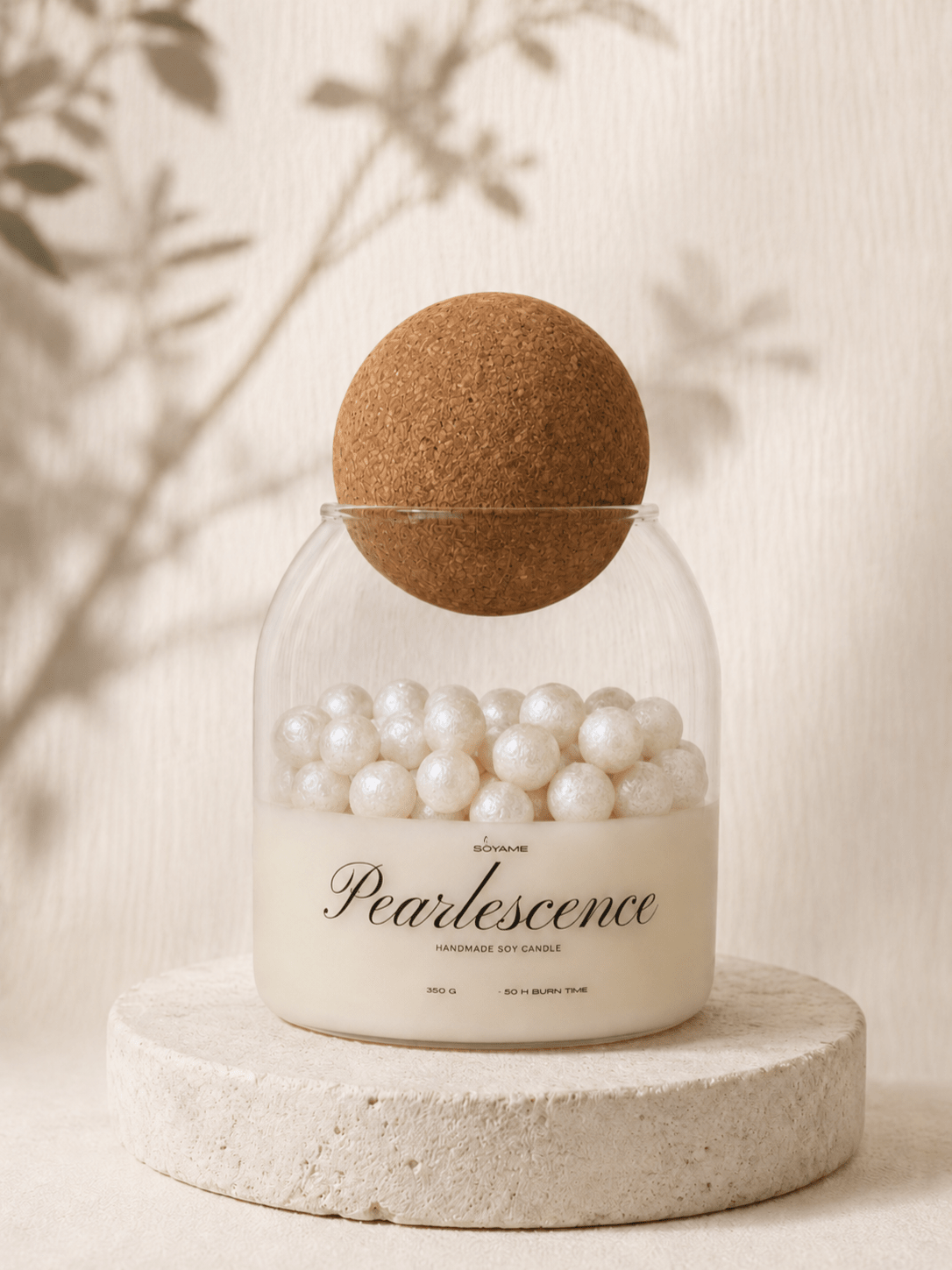 White Pearlescence handmade scented soy candle by SOYAME
